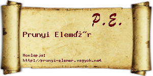 Prunyi Elemér névjegykártya